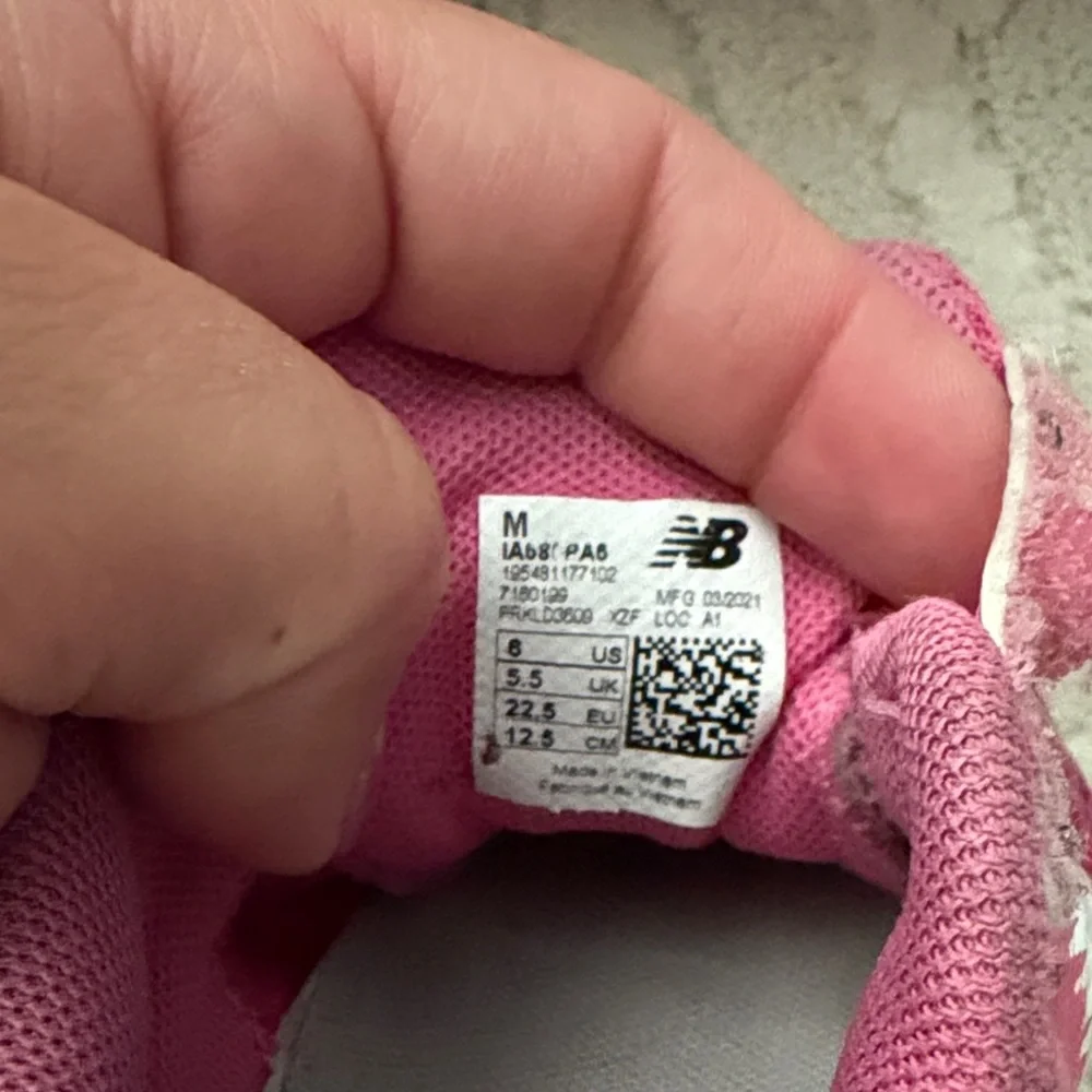New Balance Kids Bright Pink and Gray Athletic Sneakers